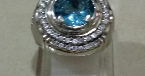 Cincin Batu Swiss Blue Topaz